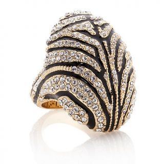 AKKAD "Wild at Heart" Animal Print Crystal and Enamel Dome Ring
