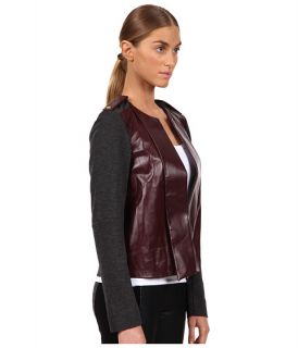 Rachel Roy Leather Mix Jacket Plum/Grey Melange
