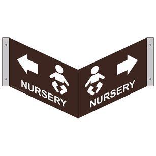 Nursery With Arrow Sign NHE 9720Tri WHTonDKBN Wayfinding  Business And Store Signs 