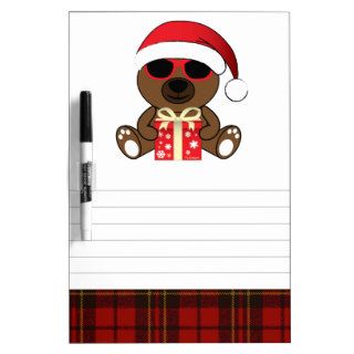 Cool Santa Bear with sunglasses and gift Dry Erase Board