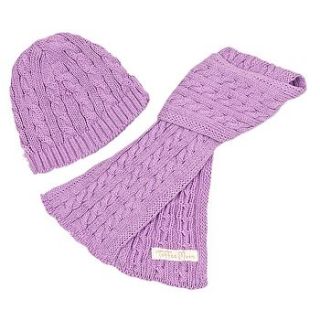 baby girls cable knit hat and scarf gift set by toffee moon