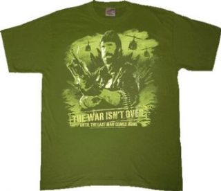 Missing in Action Chuck Norris The War Isn't Over Olive Green Tee T Shirt Clothing