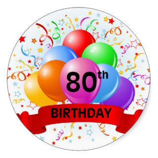 80th Birthday Banner Balloons Stickers