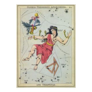 Vintage Astronomy, Andromeda Constellation Stars Poster