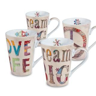 Konitz 'Peace, Dream, Love' Porcelain Mugs (Set of 4) Konitz Mugs