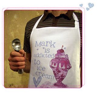 personalised 'addicted to ice cream' apron by alice palace