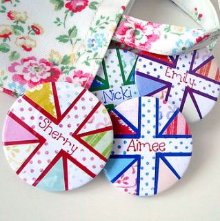 personalised union jack compact mirror by emily parkes art