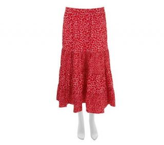 Susan Graver Printed Crinkled Polyester Tiere Pull On Skirt —