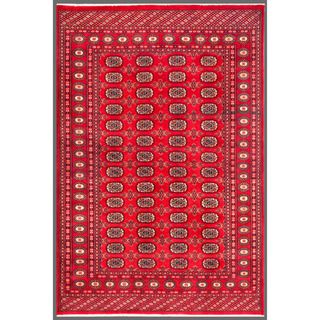 Pakistani Hand knotted Bokhara Red/ Ivory Wool Rug (5'5 x 7'11) 5x8   6x9 Rugs