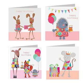 sparkly woodland birthday card set by square card co