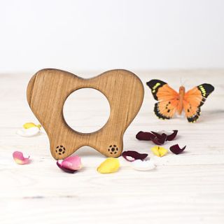 wooden butterfly teether by wooden toy gallery