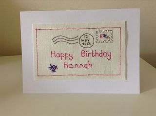 personalised birthday card by caroline watts embroidery