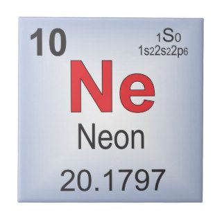 Neon Individual Element of the Periodic Table Ceramic Tiles