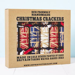recycled union jack christmas crackers by sophia victoria joy