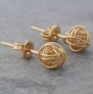tiny gold nest stud earrings by otis jaxon silver and gold jewellery
