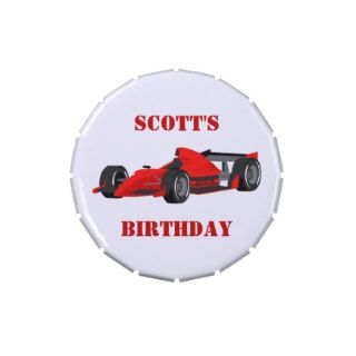 Red Race Car Custom Birthday Party Favor Candy Tin