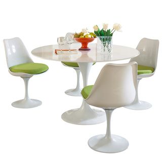Eero Saarinen Green Cushions Table and Chair Set Modway Dining Sets