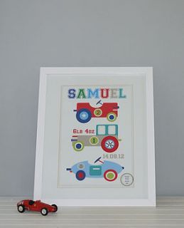 personalised boys car print by constantine jo