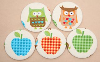 owl or apple handbag mirror with pouch by red berry apple