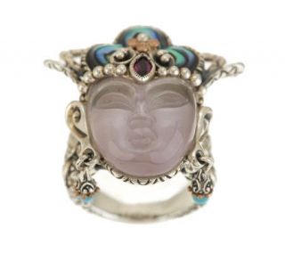 Barbara Bixby Sterling/18K Gemstone Quan Yin Ring —