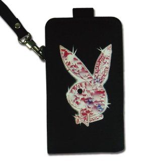 Licensed Playboy Black Universal Cellphone Pouch with Pink Bunny Made up of Rhinestones Magnetic Flap Over the Top Keeps Phone Secure Cell Phones & Accessories