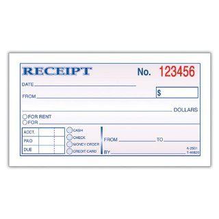 Adams Business Forms Products   Adams Business Forms   Receipt Book, 2 3/4 x 5 3/8, 2 Part, 50 Forms   Sold As 1 Each   Keeps a bound record of receipt.   Consecutively numbered for accurate record keeping.   Check offs for cash, check or money order. Eve