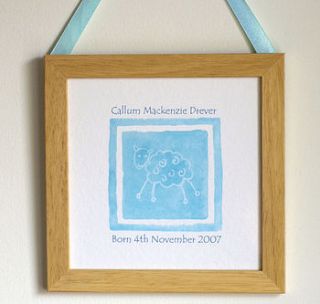 framed personalised baby print by artful kids