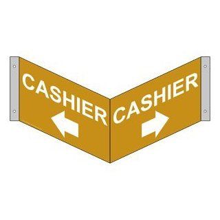 Cashier With Inward Arrow Bilingual Sign NHE 9645Tri WHTonGLD  Business And Store Signs 