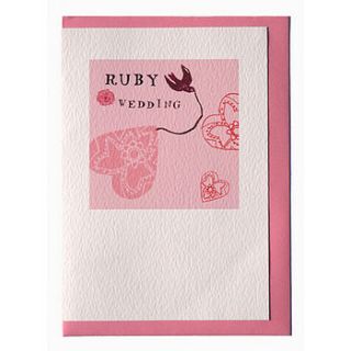 ruby wedding card by goose chase design