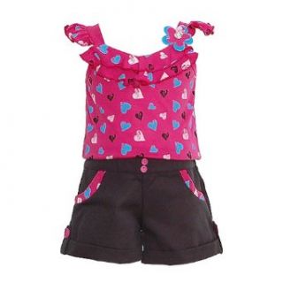 Girls 10 Cute Pink Hearts 1 Shoulder Shorts Romper Jumpsuits Apparel Clothing