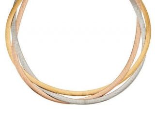 Bronzo Italia 18 Polished Tri color Braided Omega Necklace —