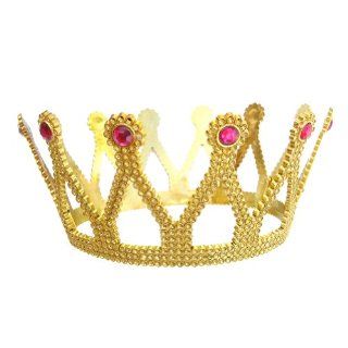 Royal Gold Queen Crown with Fuschia Pink Jewels ~ Halloween Queen Costume Accessories (STC12034 FP) Toys & Games