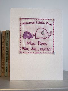 personalised new baby elephants card by laura windebank