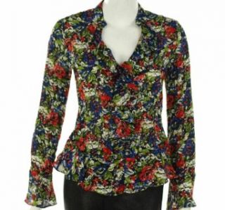 Sunny Leigh Ruffled Blouse Red Multi PS