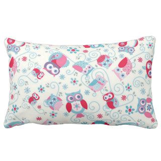 cute girly funny faces owls flowers swirls pattern pillows