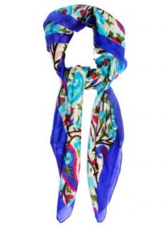 Scarf Hub Womens Silk Scarf  Multi Color Digital Design   38 By 40 Inches Fashion Scarves