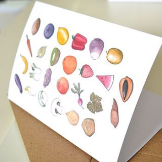 fruit and vegetable alphabet greetings card by becka griffin illustration