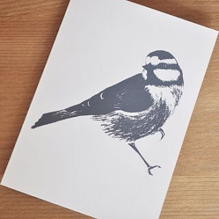 blue tit hand printed greetings card by ella johnston art and illustration