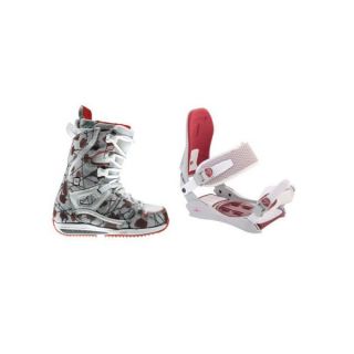 Burton Sapphire Snowboard Boots w/ Technine JV Bindings Off White/Red   Womens up to  boot binding package 0598
