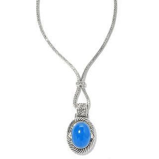 Samuel B. Sterling Silver/ 18K Blue Chalcedony Necklace Samuel B. Gemstone Necklaces