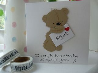 personalised bear valentine's card by kitty's