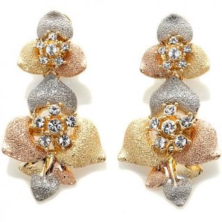 Real Collectibles by Adrienne® Tricolor Flower Design Crystal Drop Earrings