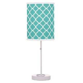 Trendy Aqua Quatrefoil Pattern Table Lamp