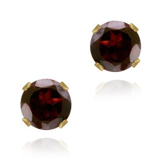 Glitzy Rocks 14k Yellow Gold 2 2/5ct TGW 6mm Garnet Stud Earrings Glitzy Rocks Gemstone Earrings