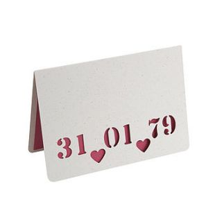 personalised date card by ruby wren designs