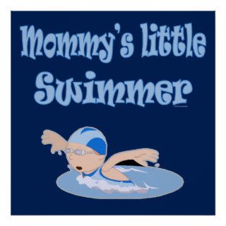 Swimming Sport Mommys Little Swimmer Blue Boy Print
