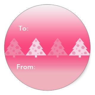Christmas Trees Pink Gift Tags Stickers