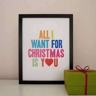 'all i want for christmas is you' print by mrs l cards