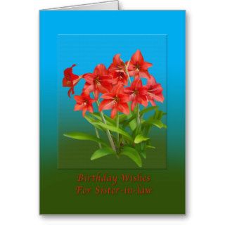 Birthday, Sister in law, Red Day Lilies Cards