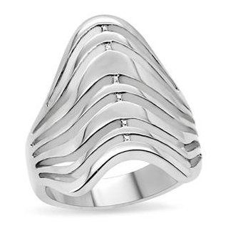 Size 5 Large Curved Center Stainless Steel Women's Wide Band AM Jewelry